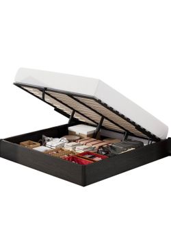 Full Size Lift Up Storage Platform Bed Frame, Metal Bed Frame with Wooden Slats Support, No Box Spring Needed, Large Storage Space