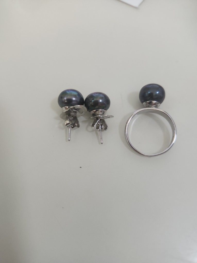 Set aretes anillo chateado 14k