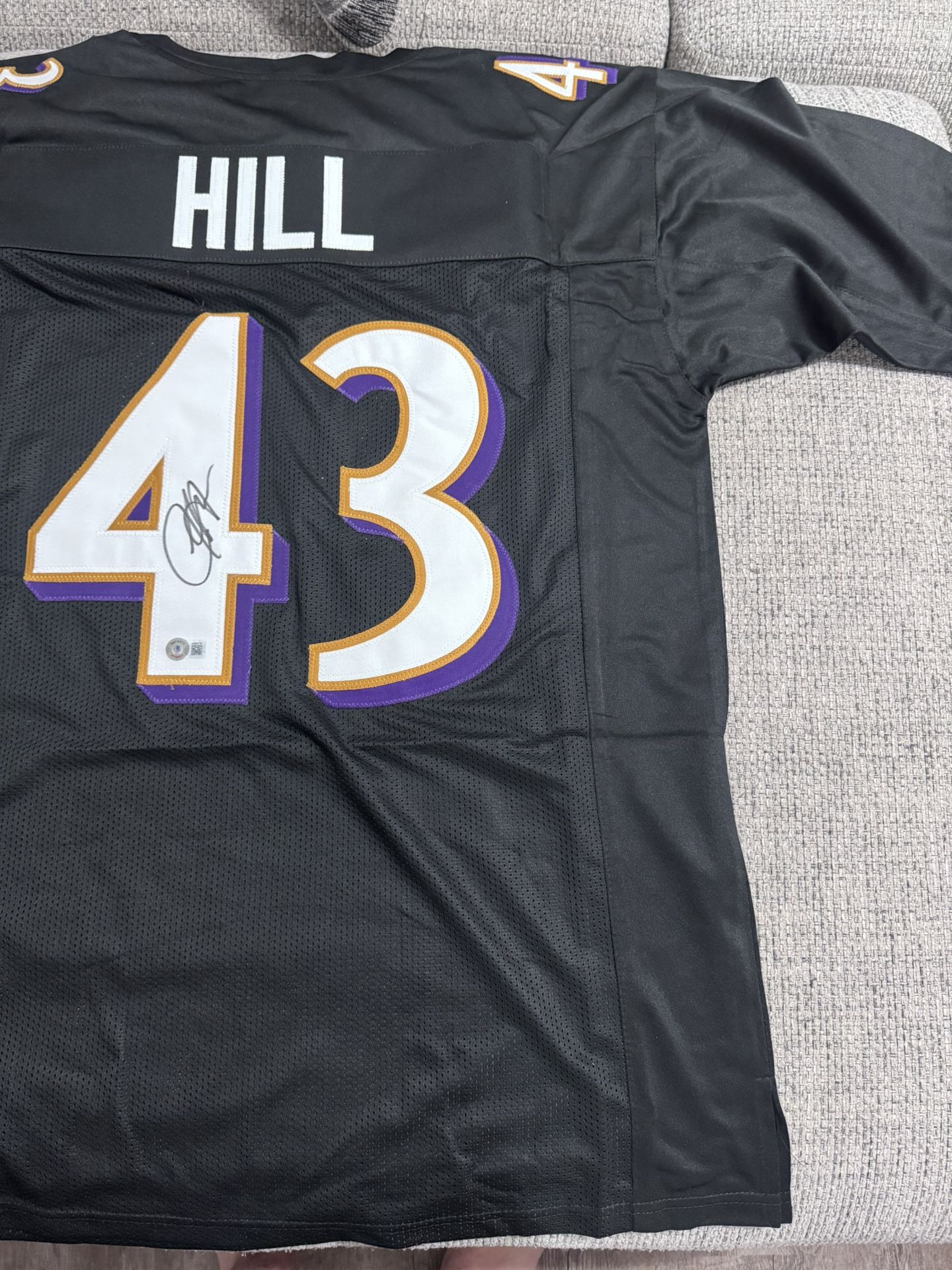 Justice Hill Signed Autograph Custom Jersey - Beckett Coa - Baltimore Ravens