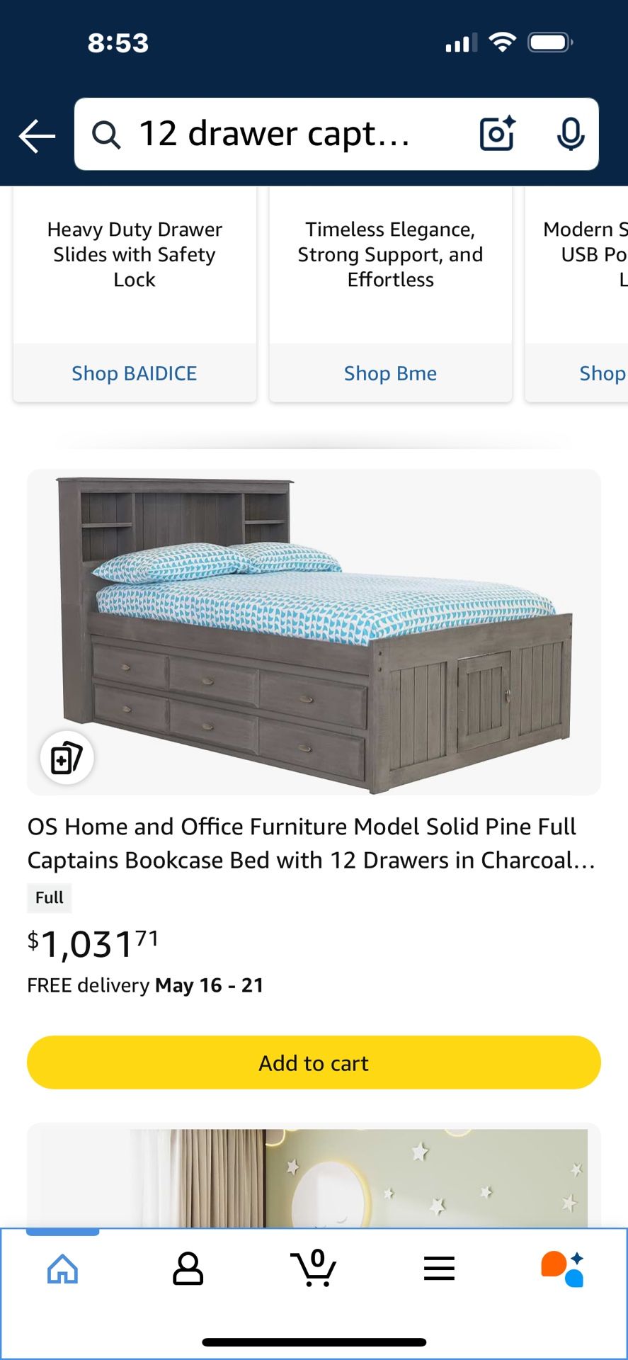 Captains bed shelf has lighting on both sides