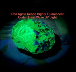 Oco Agate Drusy Crystal Geode from Mexico 190g - Highly Fluorescent under SW Light