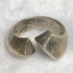 VTG Designer Modernist Sterling Silver Wrap Band Studio Ring size-8 marked 925