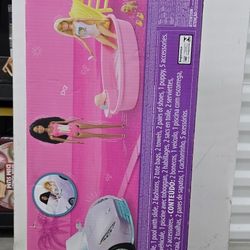 Two Barbie Dolls With Pool, Clothes  And Car Set