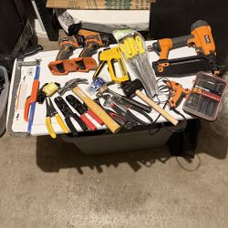Ridgid & DeWalt Tool Lot – Nail Gun, Hand Tools, Stapler, Hammers & More