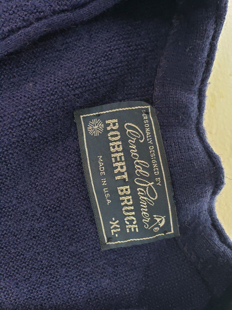 1970s Arnold Palmer Robert Bruce Cardigan Seven Button Tall Sweater