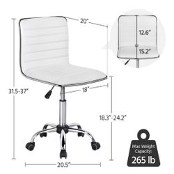 White Faux Leather Desk Chair