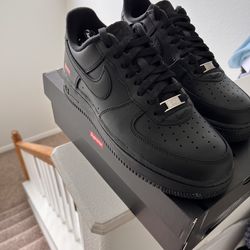 Nike Air Force 1 Low SP Supreme Black Leather Sneaker CU9225-001 Men's