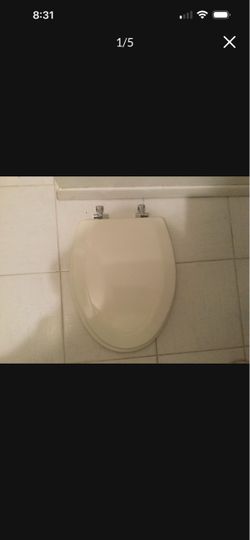 Koehler beige Elongated Toilet Seat with Hinges