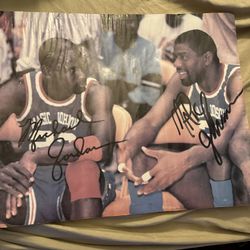 Autographed Micheal Jordan N Magic Johnson 
