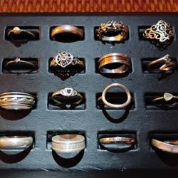 16 Rings All Real Silver Sterling 925 Ring Lot All Authentic 100% Real