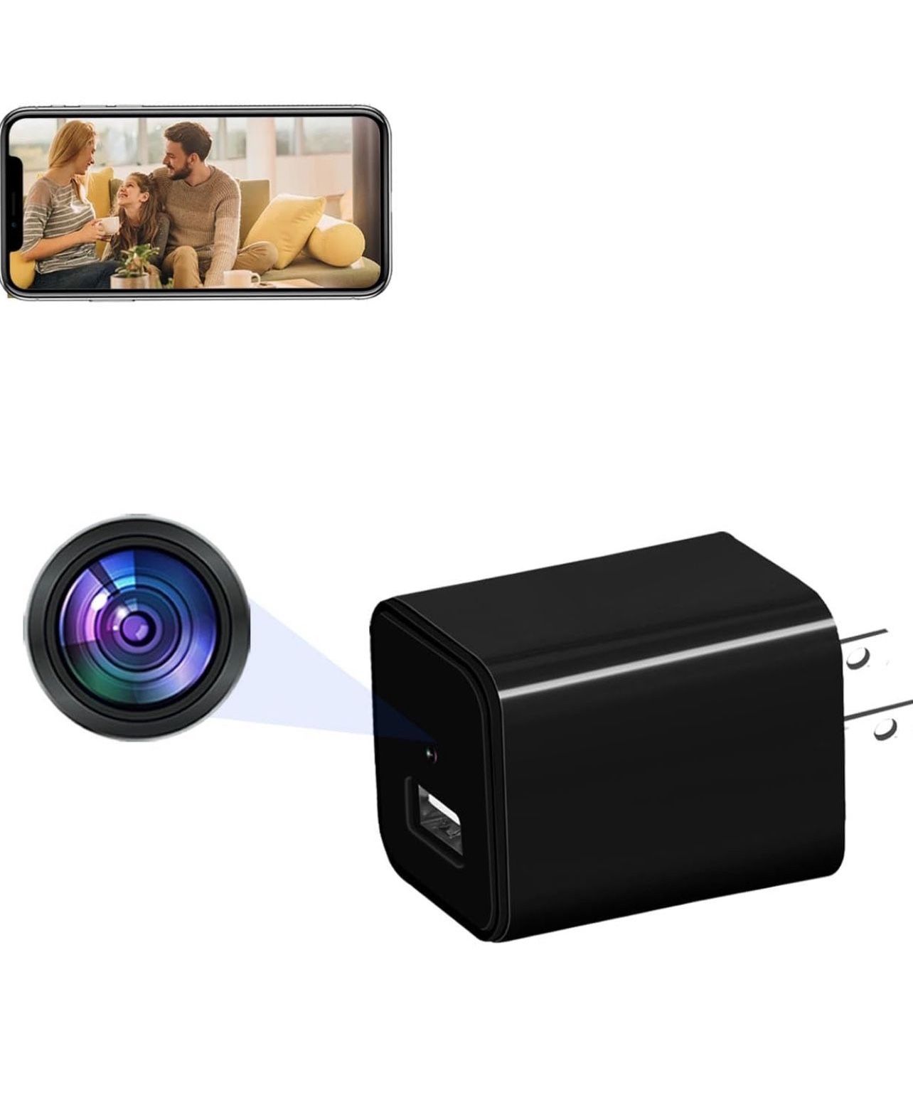 Brandnew 4K WiFi Hidden Camera - USB Charger Spy Cam with Ultra HD Resolution, Remote View, Motion Detection, Nanny Camera for Indoor with APP Support