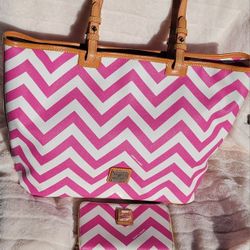 Dooney & Burke Pink White Chevron Purse 