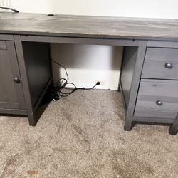 HEMNES Desk, dark gray stained61x25 5/8 "