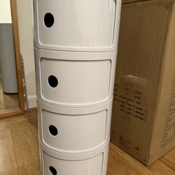 White 4 Layer Storage End Console Table