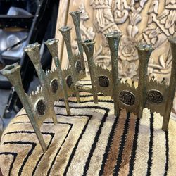 vintage brass Menorah folding