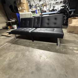 Leather Coach and Bed 