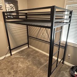 Metal Twin Loft Bed Frame For Kids & Teens. 