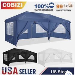 10' x 20' Canopy Tent EZ Pop Up Party Tent Portable Instant Commercial Heavy Duty Outdoor Market Shelter Gazebo with 6 Removable Sidewalls and Carry B