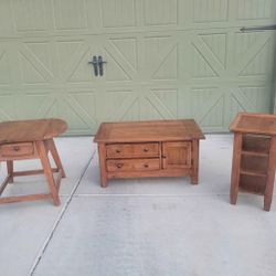 Solid Wood Rustic/Farmhouse/Southwest Coffee Table and Side Table Set