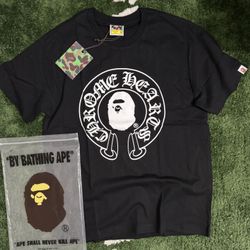 BAPE x Chrome Hearts black and white tee 