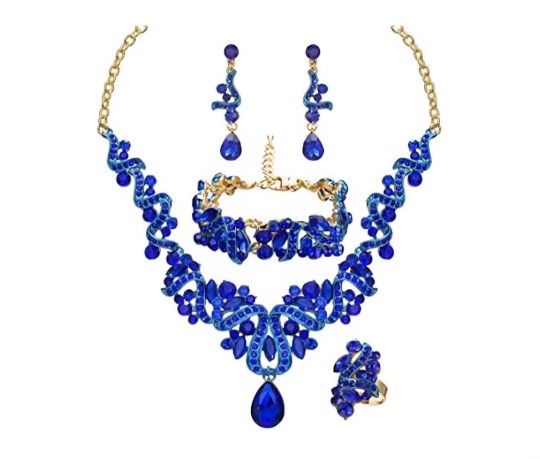 Women's Jewelry Set Blue-Gold Plated, Brand New