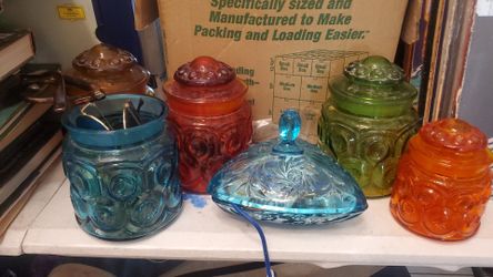 Colored glass jars