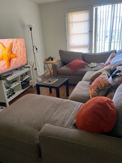 Brown Fabric Sectional Sofa