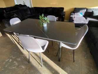 $0 Down! Mid-Century Modern Dining Set Black 