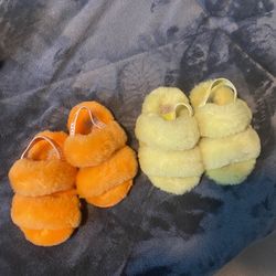 Yellow & Orange Furry Ugg Sandles