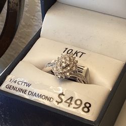 10kt White Gold, Keepsake Jazz, 1/4 cttw Diamond Ring. Size 7 (OGJ2035)
