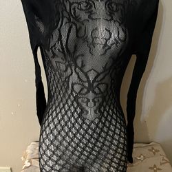 Sexy backless mesh tight long sleeve short skirt lingerie