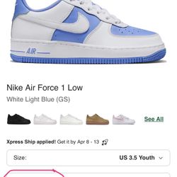 AIR FORCE 1 LOW GS "WHITE LIGHT BLUE"
