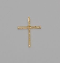 14K Yellow Gold Diamond Cross Pendant 0.70 CTW 1.3" Religious