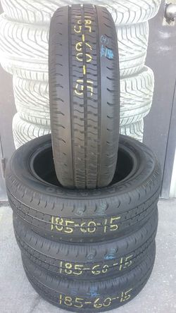 Four used 185 60 15 America Cargo tires
