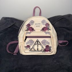 Loungefly Harry Potter Floral Mini Backpack Deathly Hallows Purple -