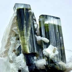 252 Carats Unique Blue Cap Tourmaline With Albite Crystal From Pakistan