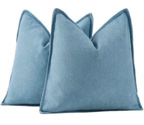 MADIZZ Textured Chenille Euro Sham Pillow Covers Pack of 2 Natural Soft Decorative Accent Pillowcases Boho Neutral Couch Throw Pillow for Bed Home Dec
