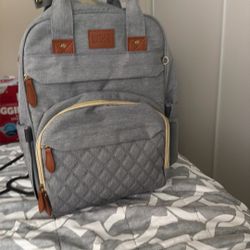 Sunshine Backpack Diaper Bag – Light Gray (Stylish + Spacious!)