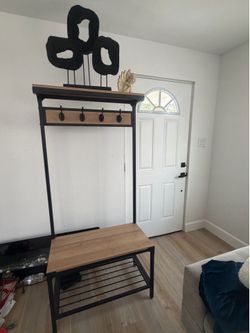 Entryway Hall Tree / Coat Rack Bench – Modern Industrial Style
