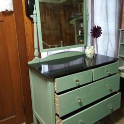 Antique(Primitive)Beauru W/ Original Mirror & Glass Drawer Knobs