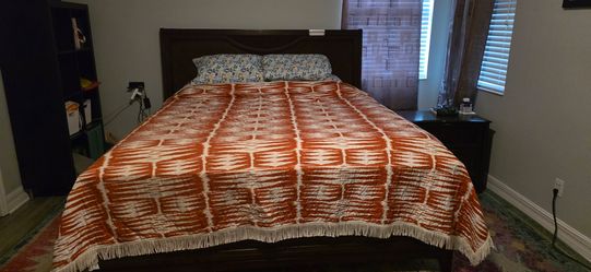 Dark Wood King Bed Frame with Headboard
