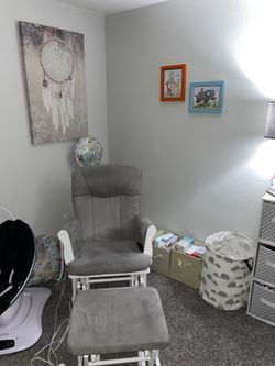 Grey rocking chair