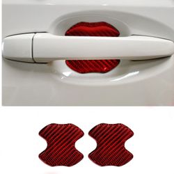 BRAND NEW UNIVERSAL 2PCS REAL CARBON FIBER RED ANTI-SCRATCH DOOR HANDLE PROTECTOR