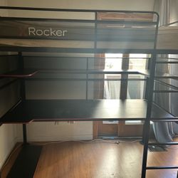 Twin Loft Bed With Full Desk & Shelf 