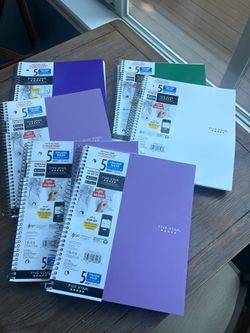 6 Five Star 5-Subject Spiral Notebooks – 200 Sheets Each – New