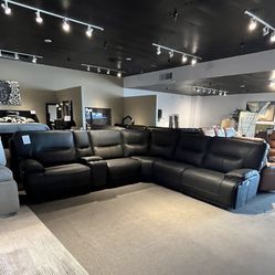 Black 6pc Power Reclining Sectional 