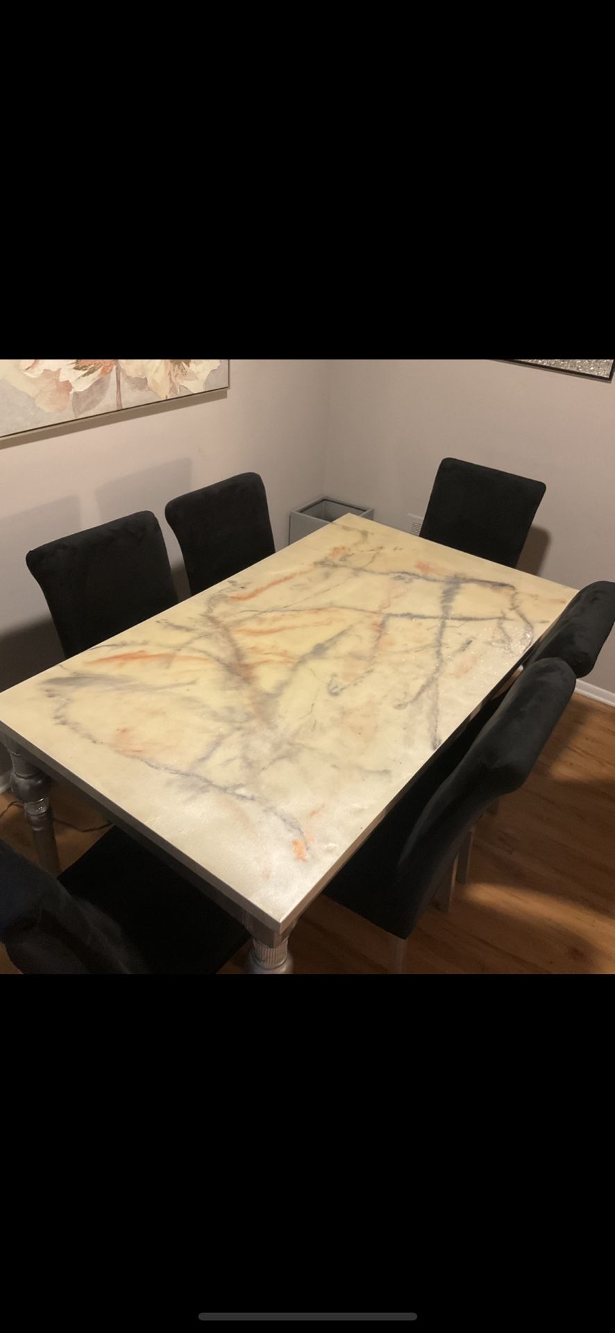 Custom Epoxy Dining Table With 6 Chairs