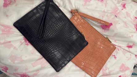 Crocodile Skin Bags 2 Pieces Black & Coral
