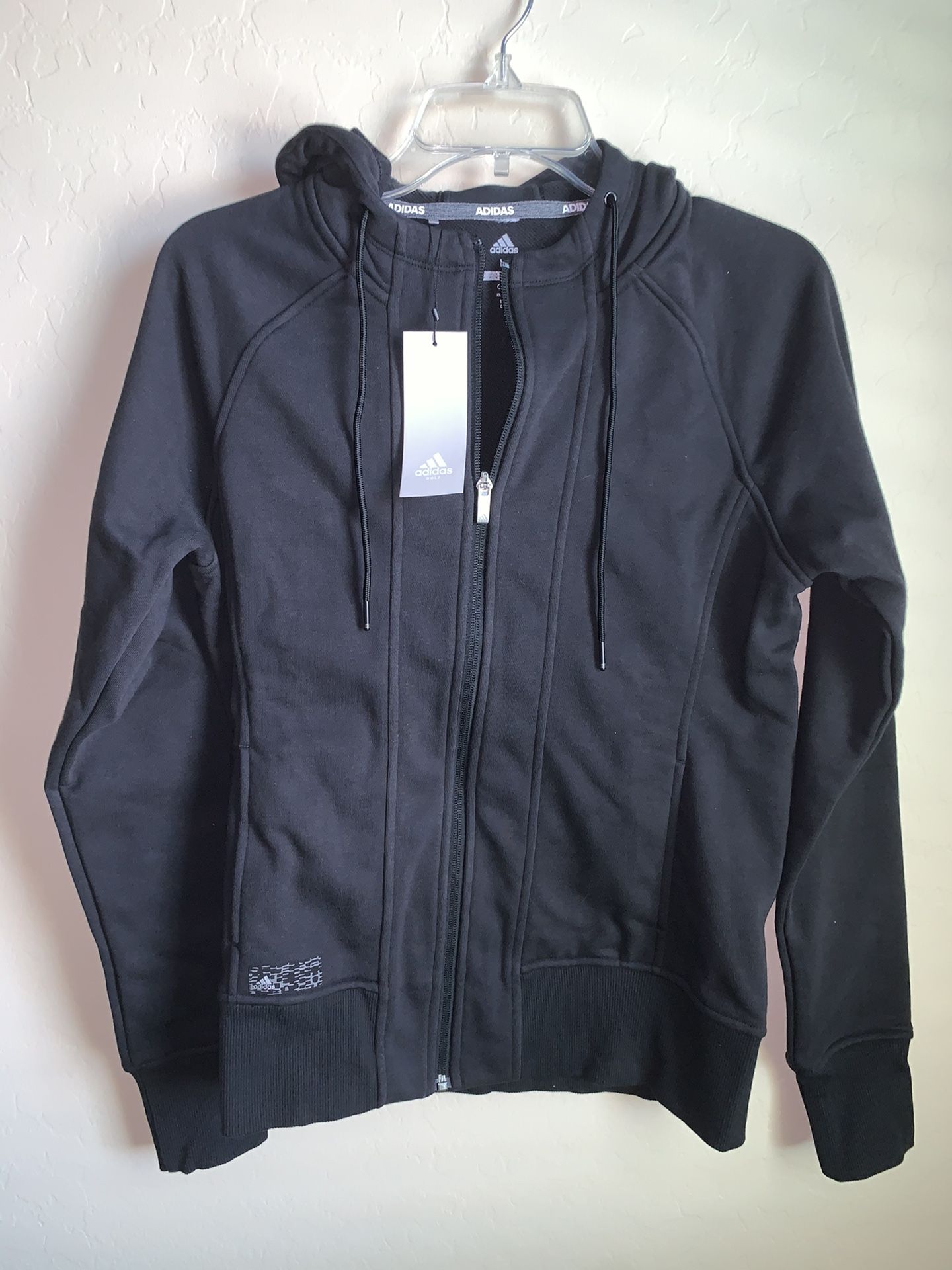 New with tags Women’s black adidas hoodie sweatshirt zip up size m
