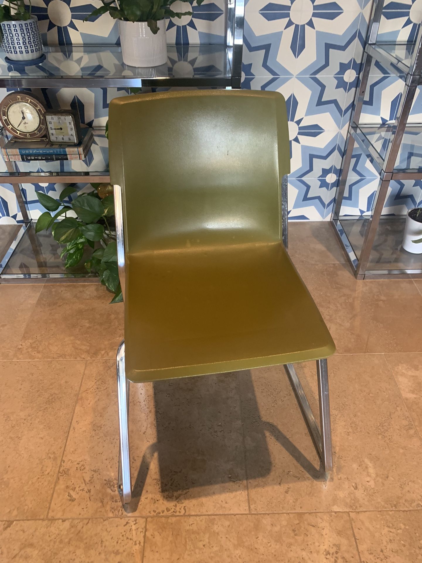 6 Vintage Olive Green Chairs
